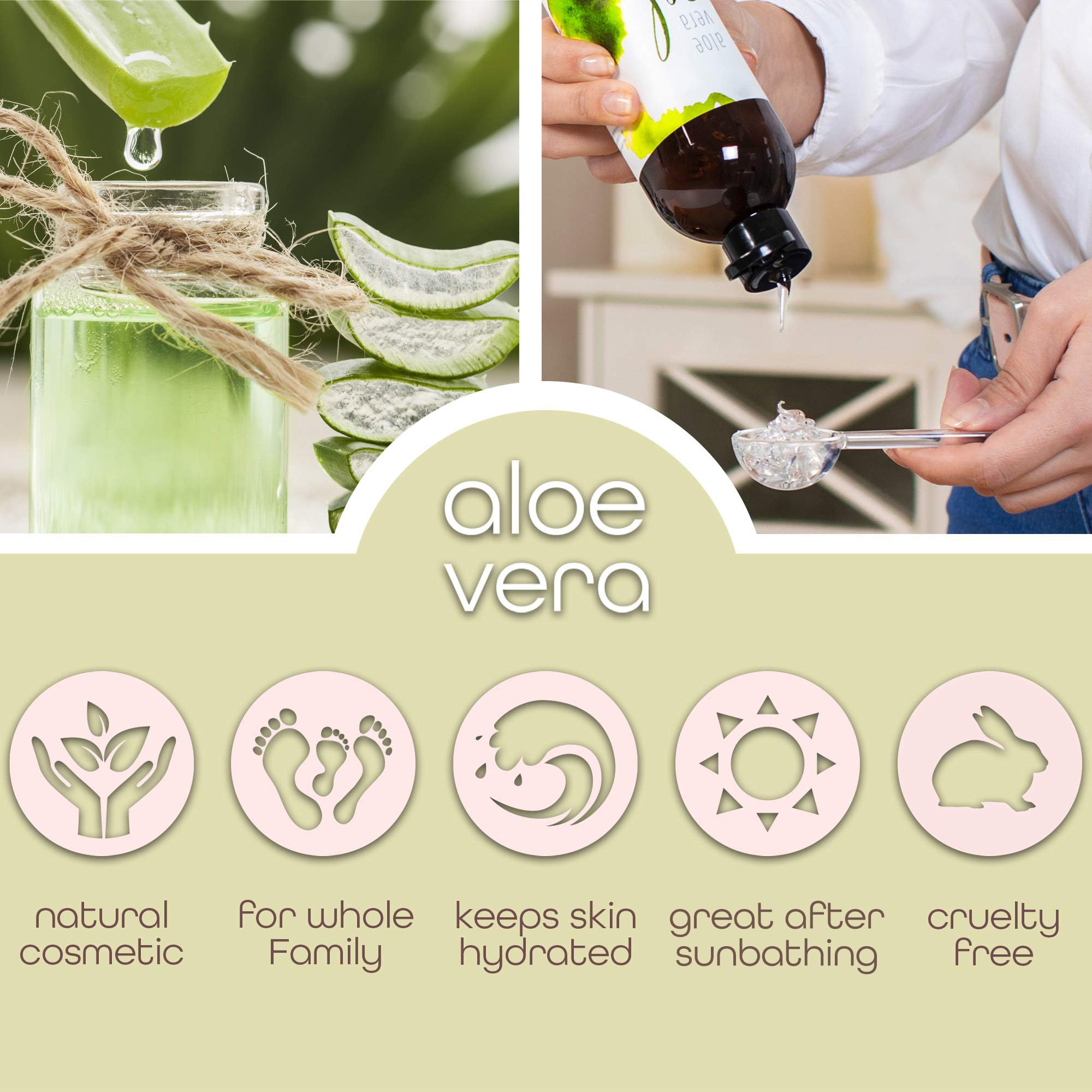 Premium Nature Aloe Vera Gel for sunburn relief and after-sun care