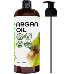 Premium Nature Argan Oil 16oz bottle for hydration and shine across hair types