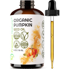 Premium Nature pumpkin seed oil bottle for simple skin hydration and hair nourishment.