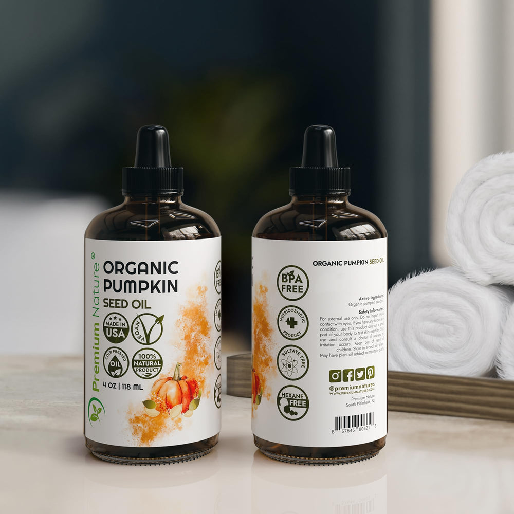 Pumpkin seed oil applied to facial skin for hydration and softness.