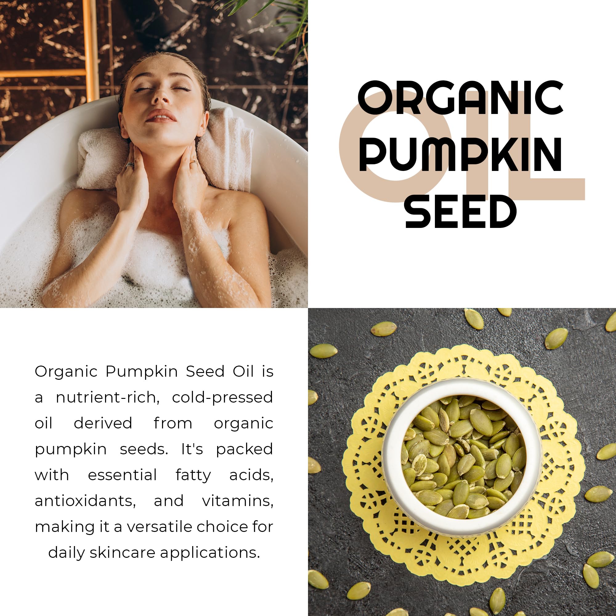 Pouring Premium Nature pumpkin seed oil, ideal for daily facial and scalp care.