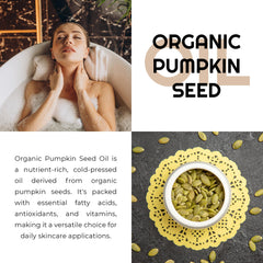 Pouring Premium Nature pumpkin seed oil, ideal for daily facial and scalp care.