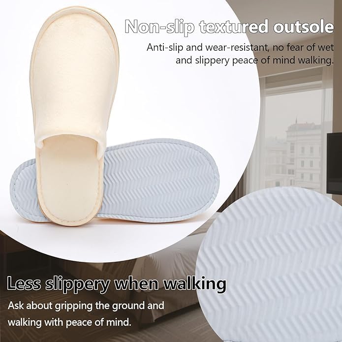 Premium Spa Slippers beige sole with universal sizing for most adults.