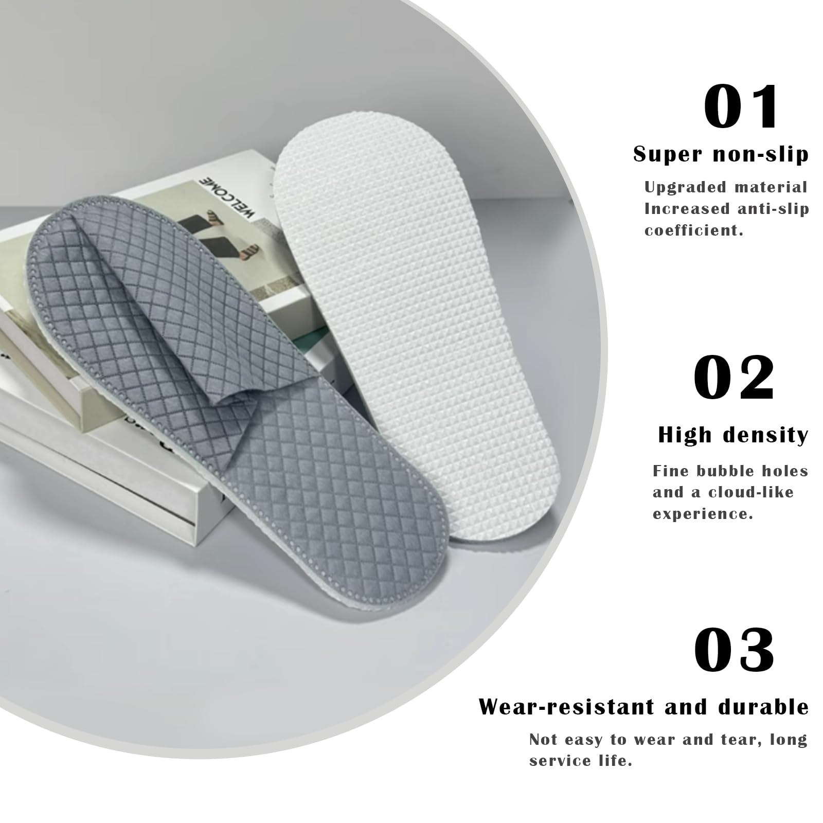 Premium spa slippers individually sealed ensure clean, grab-and-go hotel use.