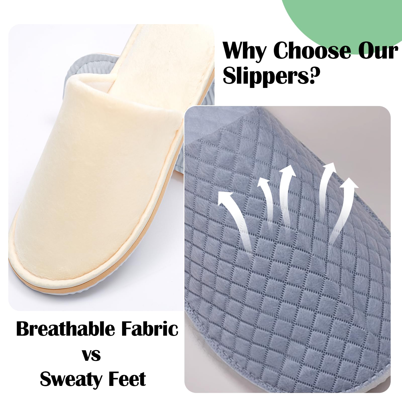 Premium spa slippers non-slip sole provides safer footing on slick floors.