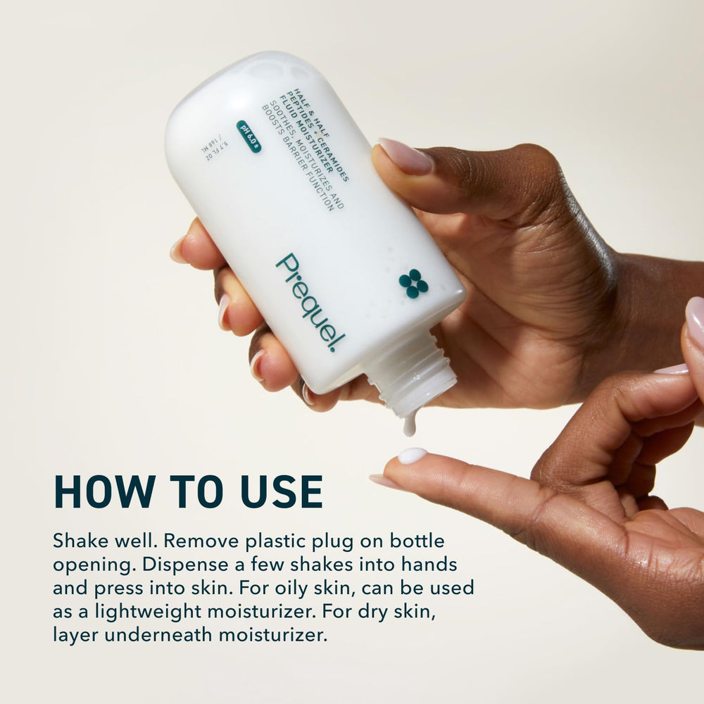 Morning skincare routine shot with Prequel moisturizer ready to layer.
