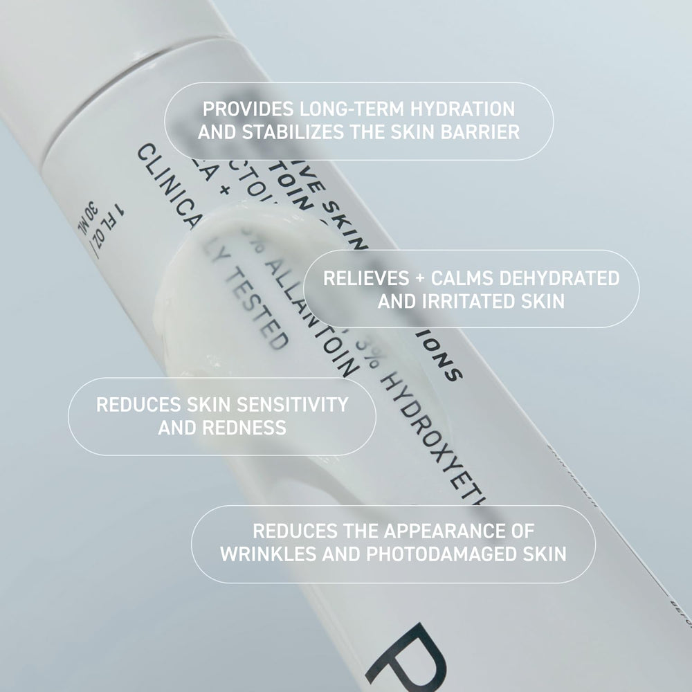 Allantoin closeup emphasizes soothing softening on flaky areas