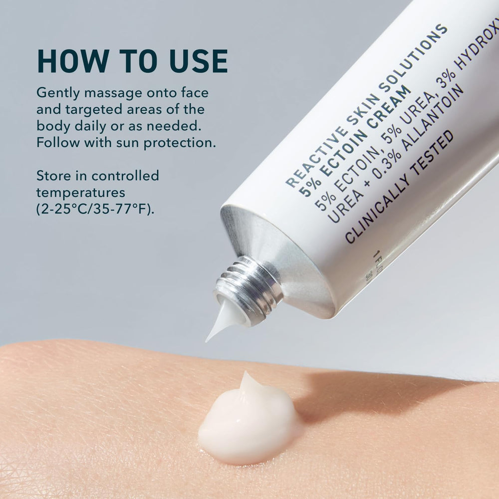 Hands applying Prequel moisturizer for daily sensitive skin care