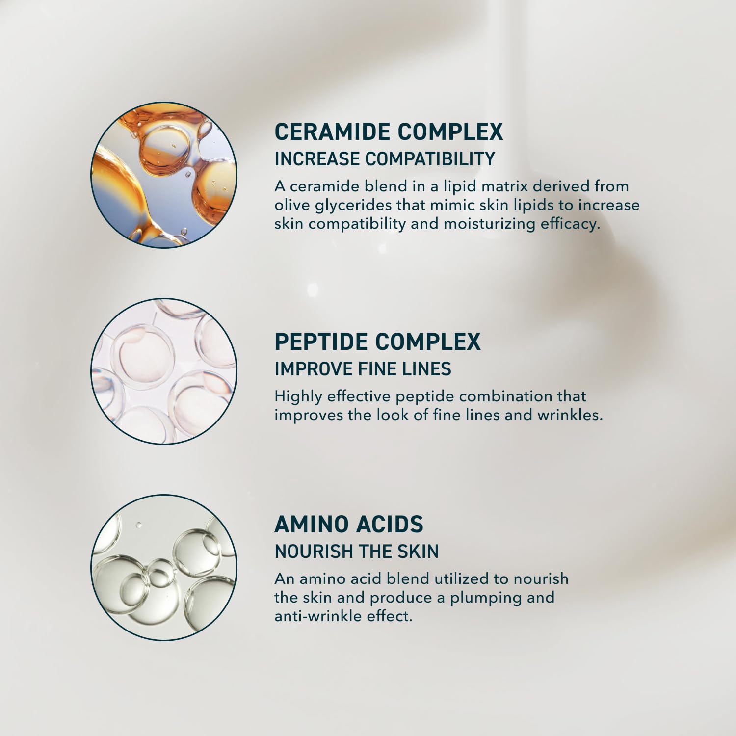 Prequel serum-like emulsion bottle with a gentle drip indicating quick-absorbing hydration.