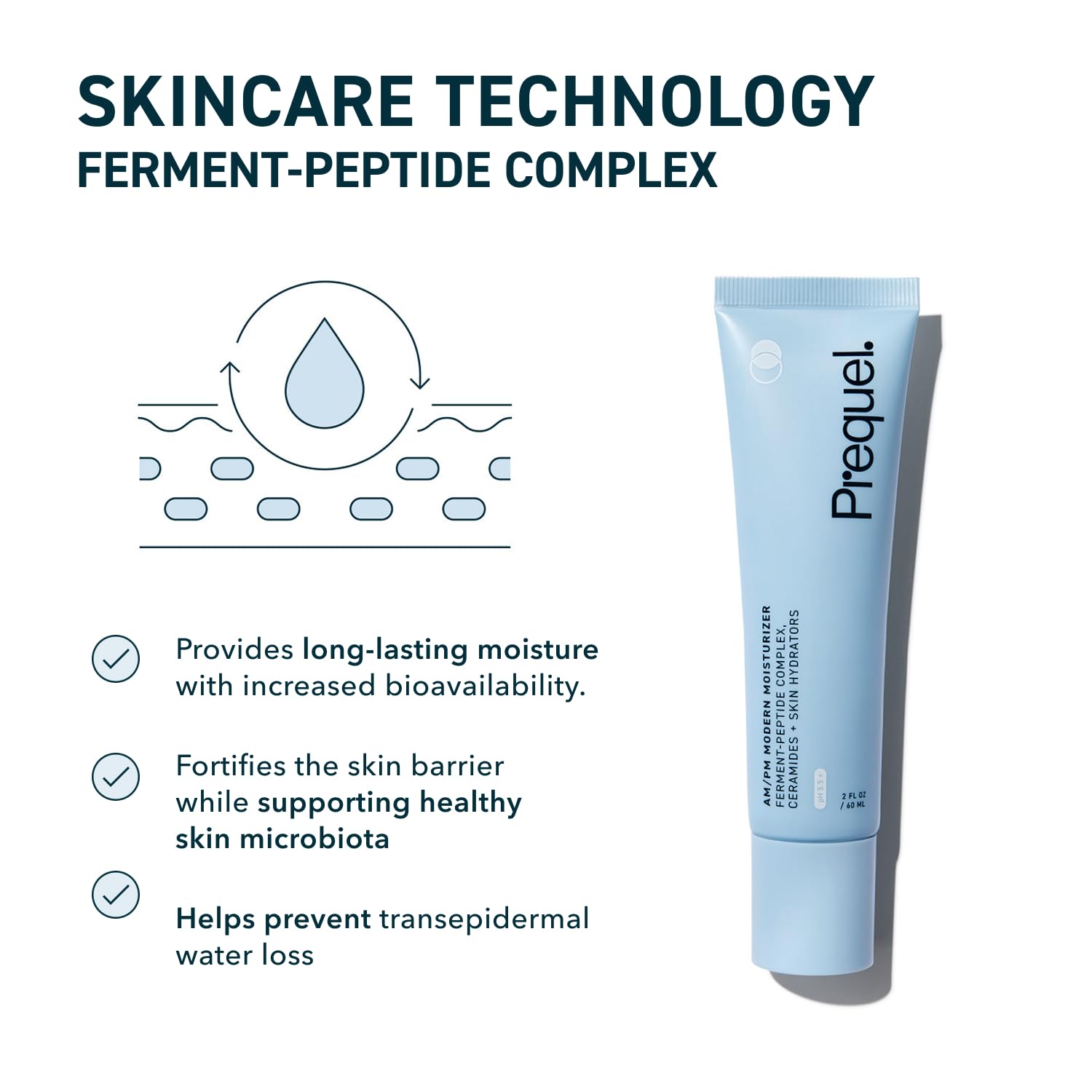 Prequel Skin AM/PM application gesture shows easy face and neck massage.