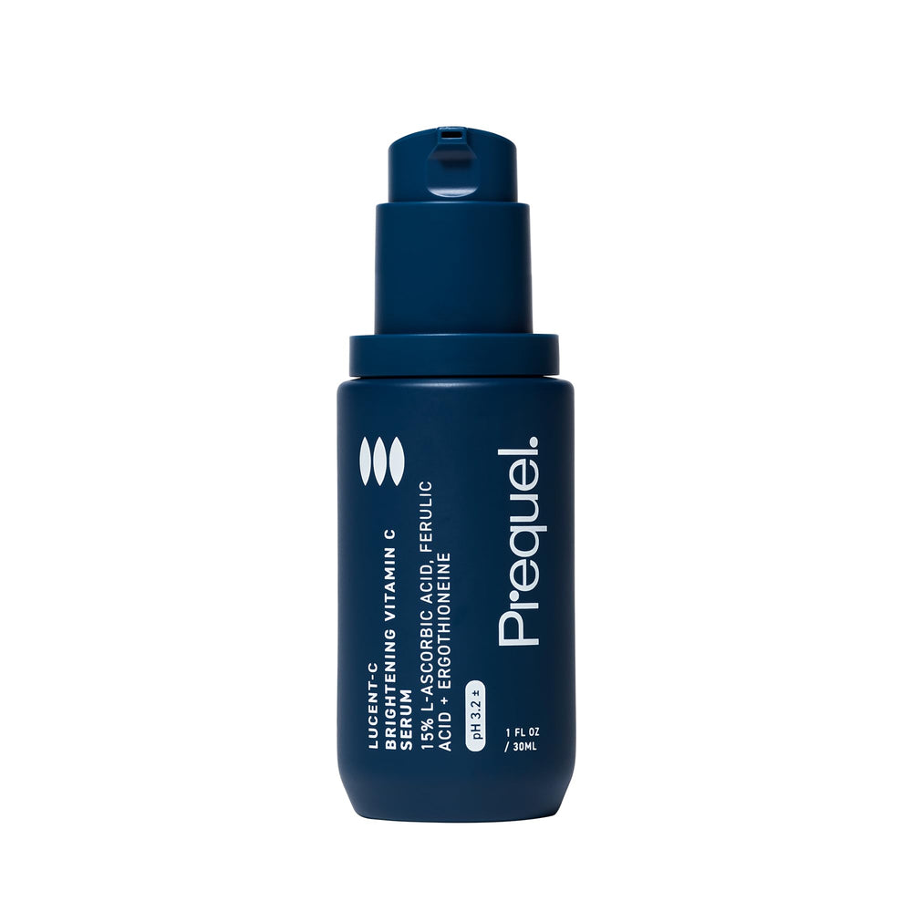 Prequel Skin Lucent-C bottle with pump for daily brightening serum.