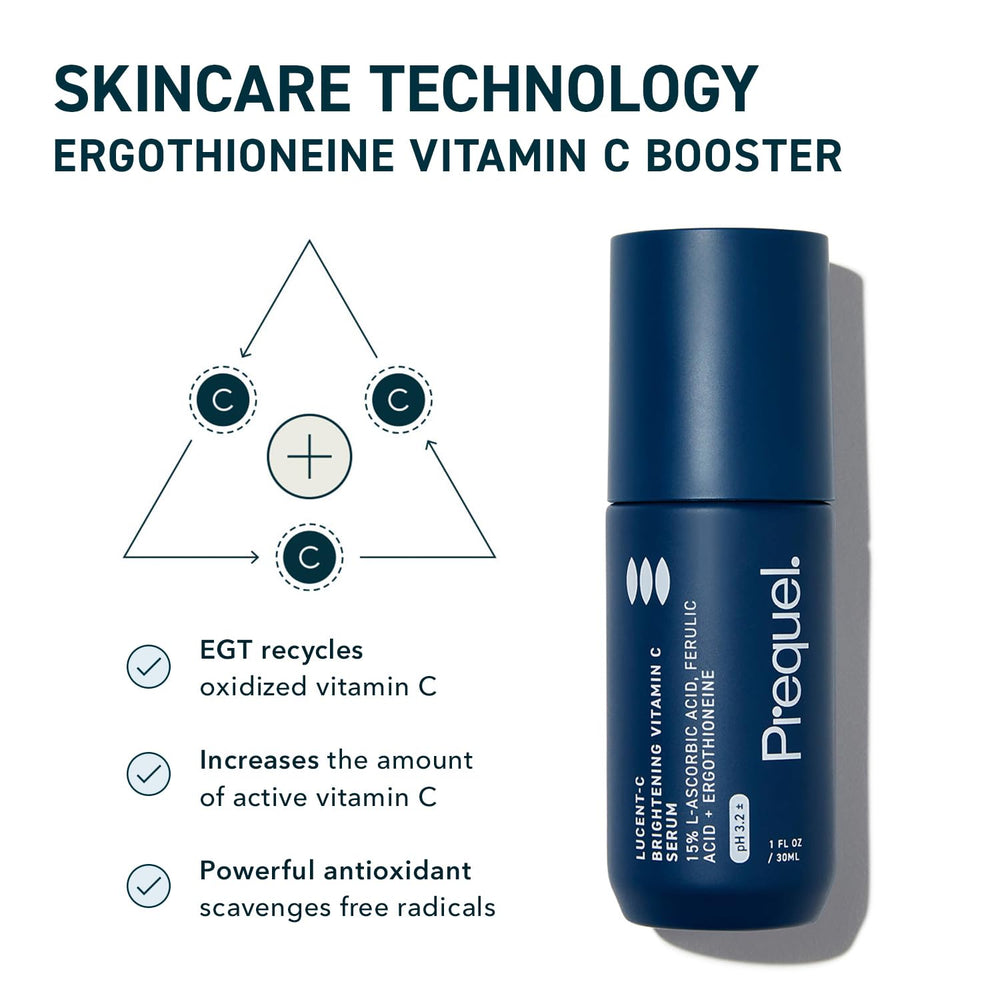 Prequel Skin Lucent-C ergothioneine technology depicted to show enhanced absorption.