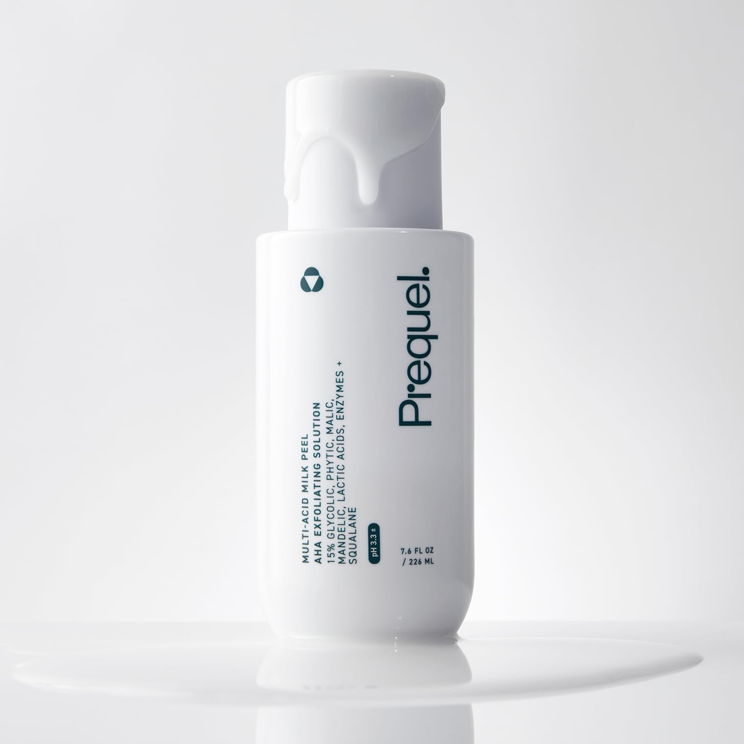 Back label of Prequel Peel highlights pH-balanced, dermatologist-developed formulation.