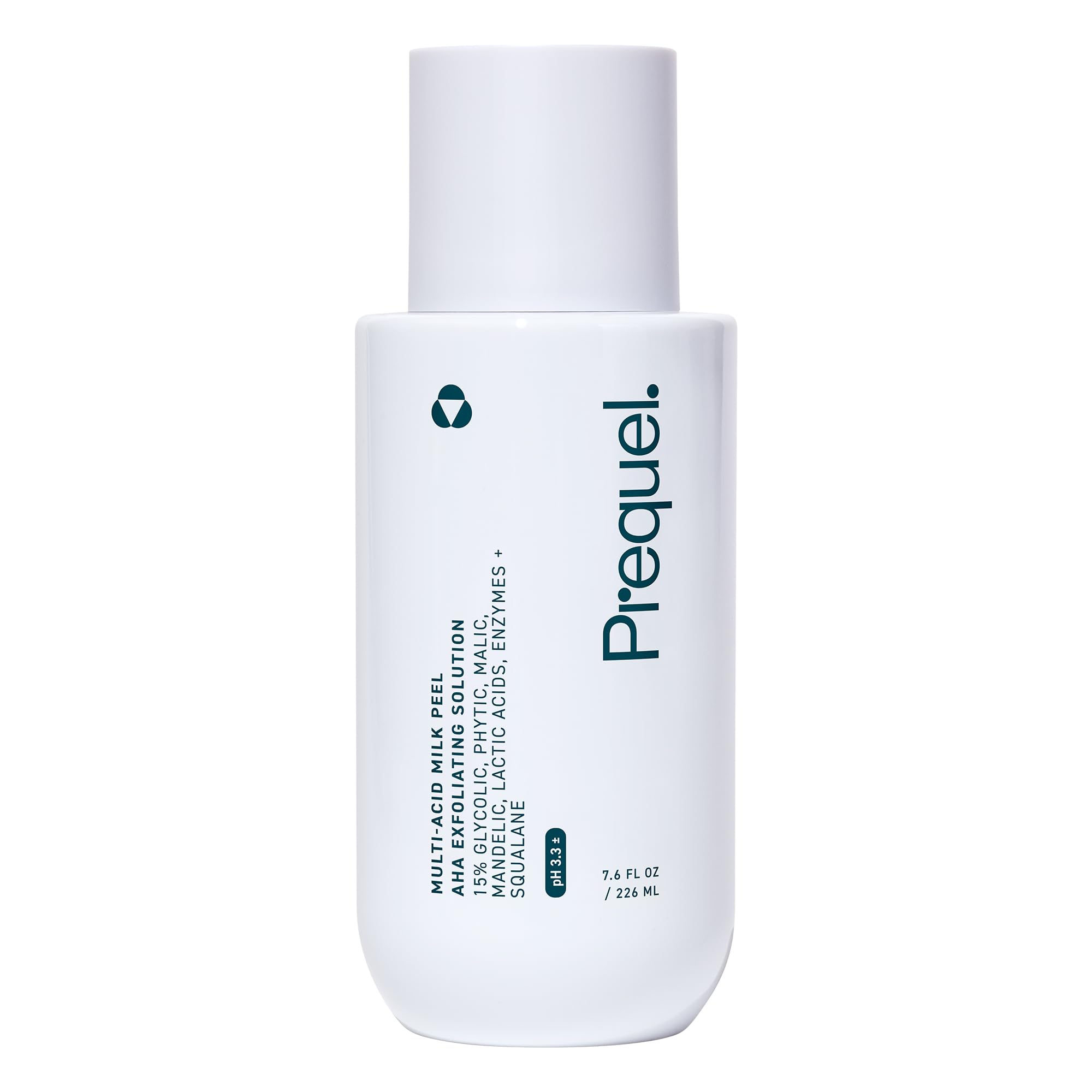 Prequel Skin Multi-Acid Milk Peel bottle shown, signaling hydrating exfoliation.