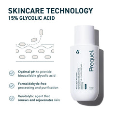 Prequel Skin Multi-Acid Milk Peel on face and neck, safe-use reminder.
