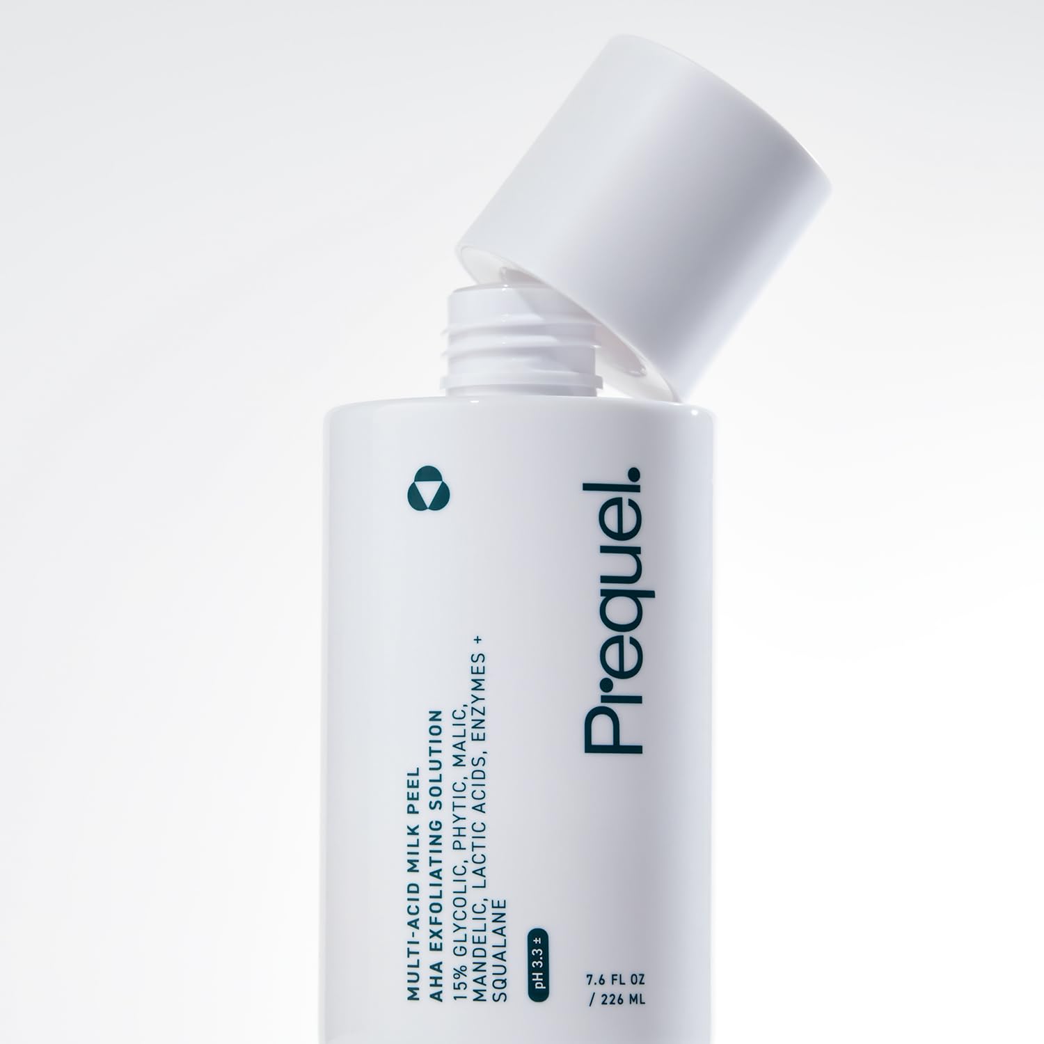 Skin-care routine with Prequel Peel followed by serum and moisturizer.