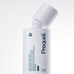Skin-care routine with Prequel Peel followed by serum and moisturizer.