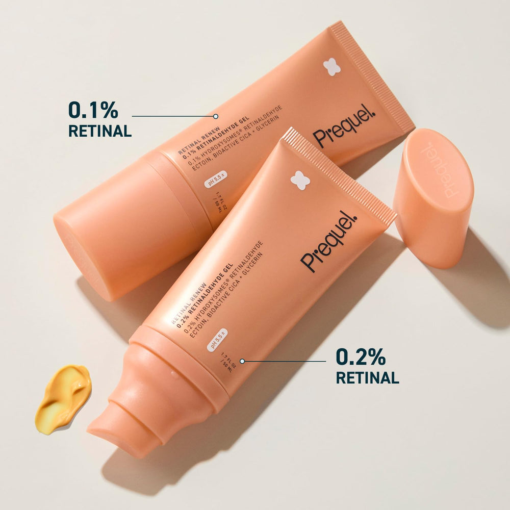 Prequel Skin Retinal Renew texture-swatch suggests a smooth gel that dries quickly