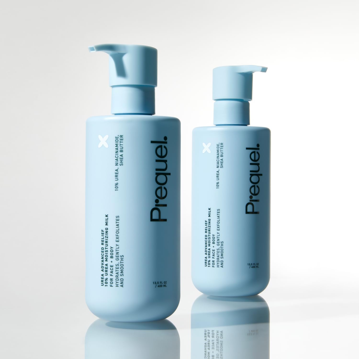 Prequel Skin Urea Advanced Relief Milk hand application soothes dry skin with niacinamide.