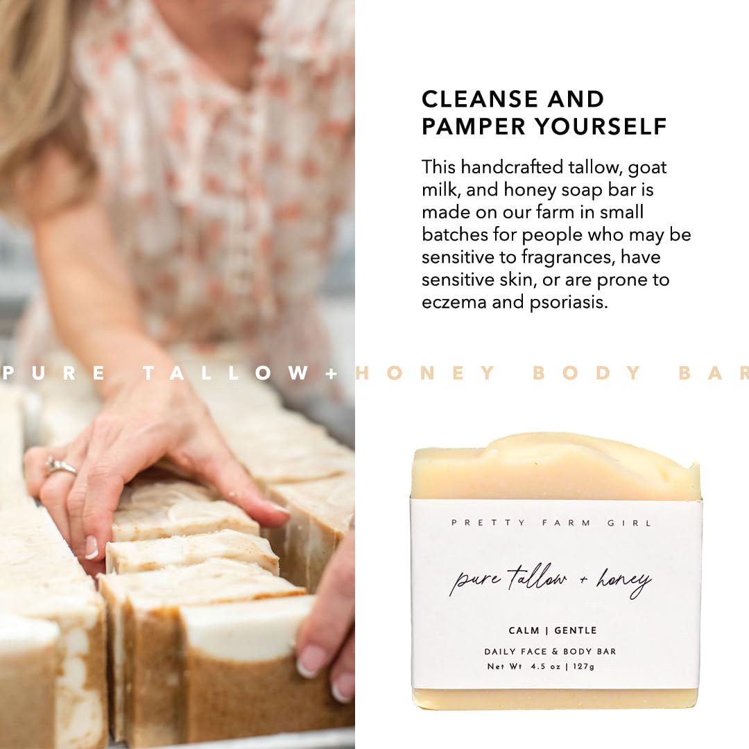 Pretty farm girl goat milk and honey ingredients image displaying nourishing skincare benefits.