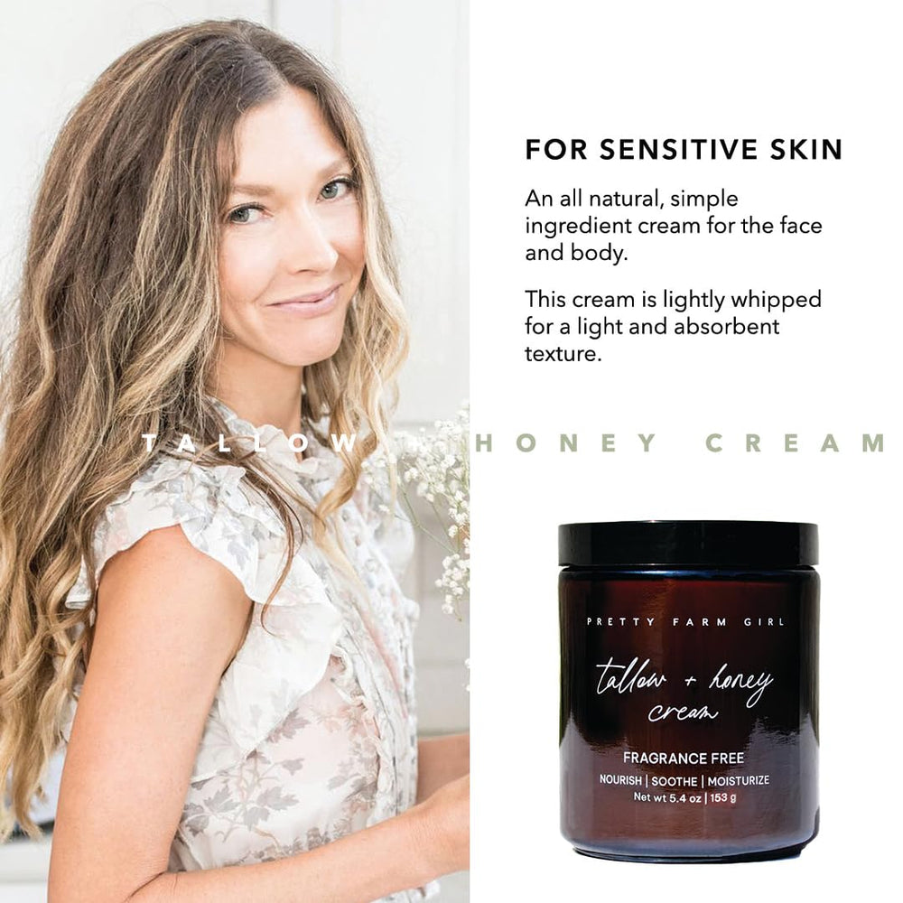 Pretty Farm Girl Tallow and Honey Body Butter being applied to forearm.