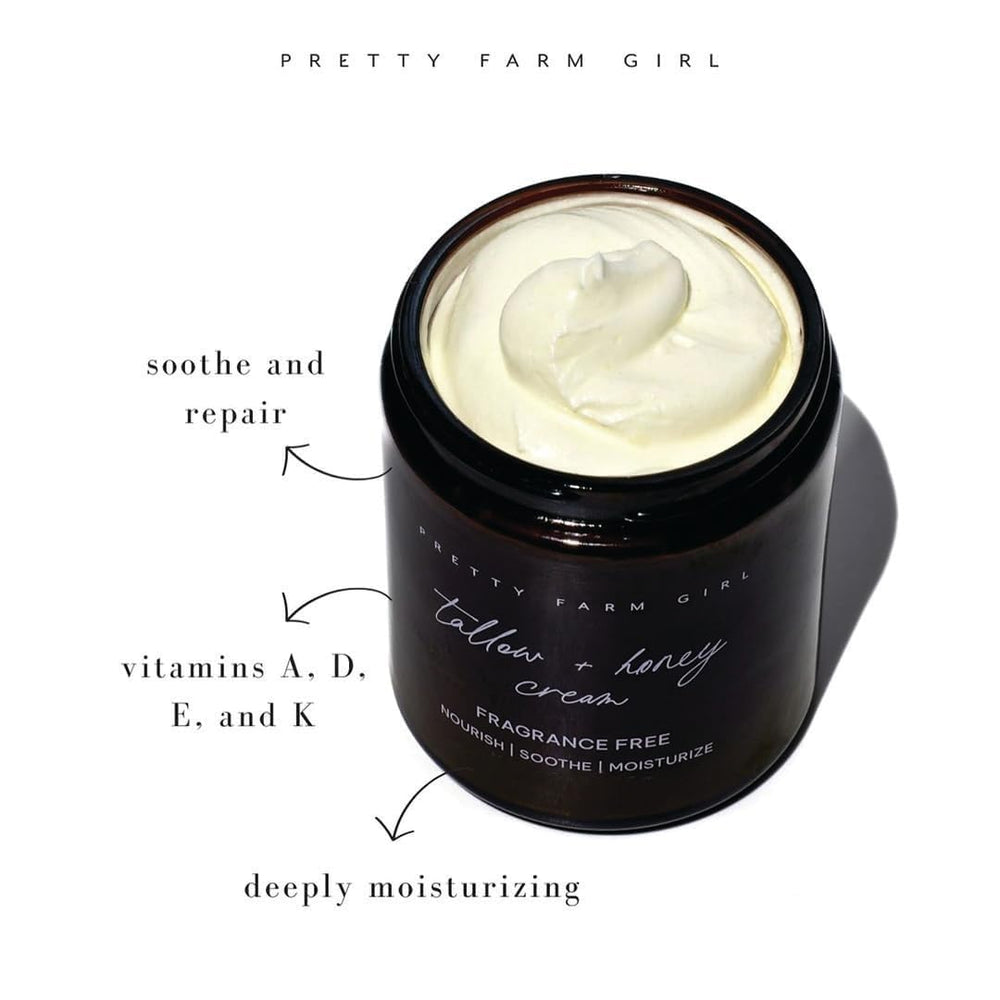 Pretty Farm Girl Tallow and Honey Body Butter unscented label visible.