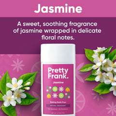 Pretty Frank Jasmine deodorant stick close-up texture reveals creamy, skin-friendly formula.