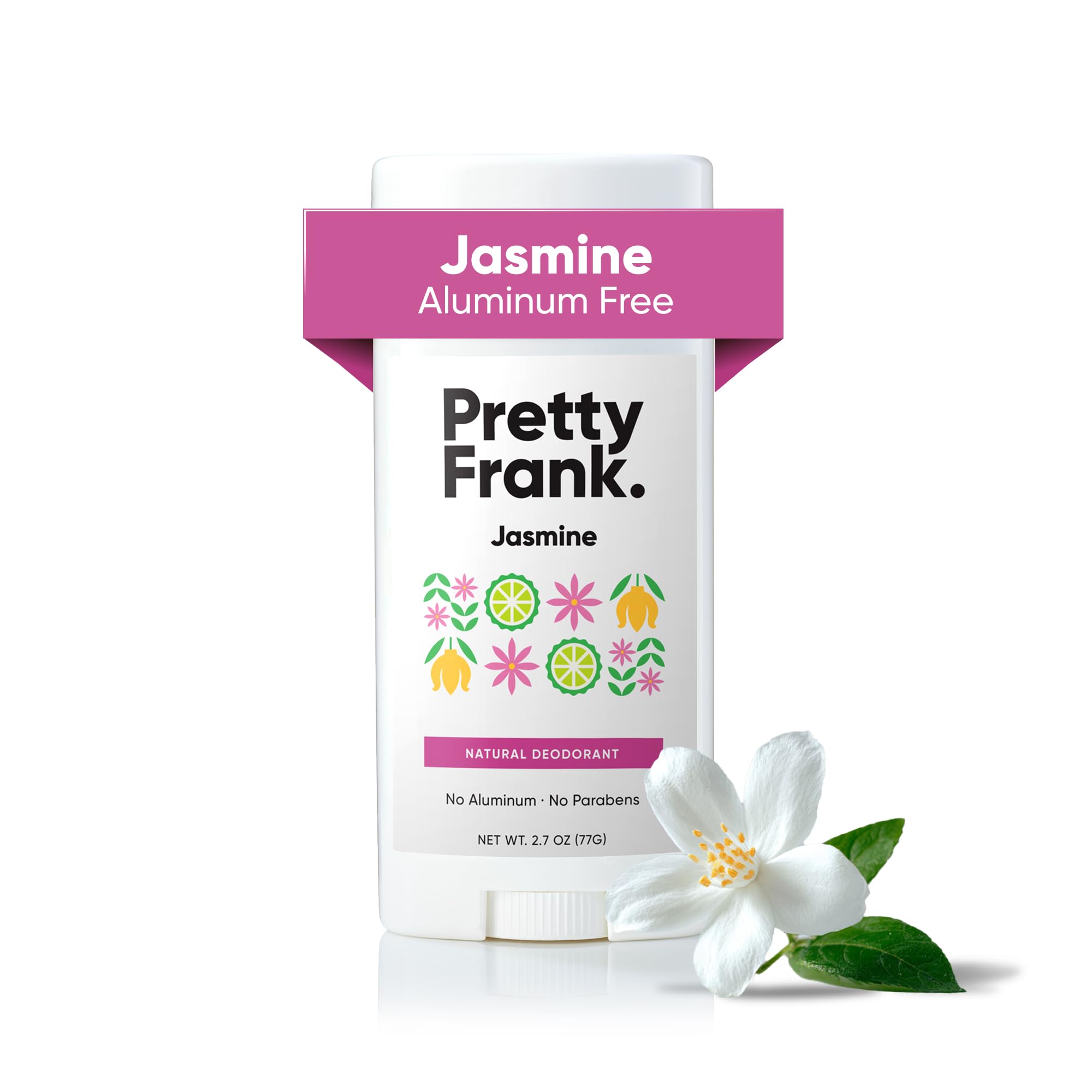 Pretty Frank Jasmine deodorant stick front view for all-day odor control