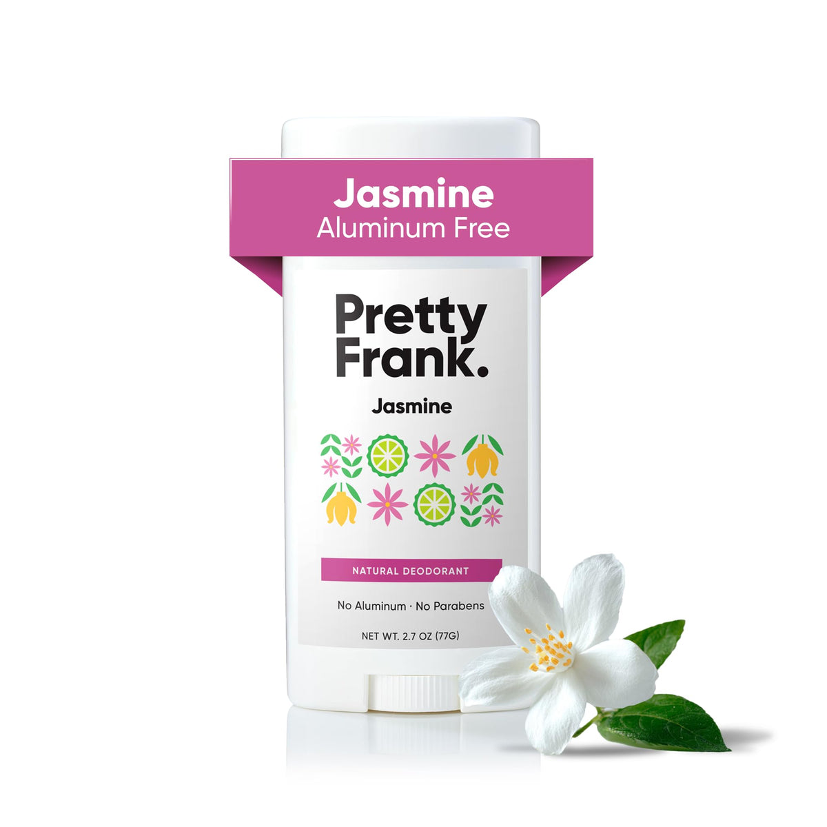 Pretty Frank Jasmine deodorant stick front view for all-day odor control