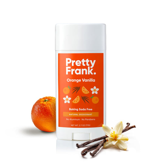 Pretty Frank orange vanilla deodorant stick with citrus scent for lasting freshness