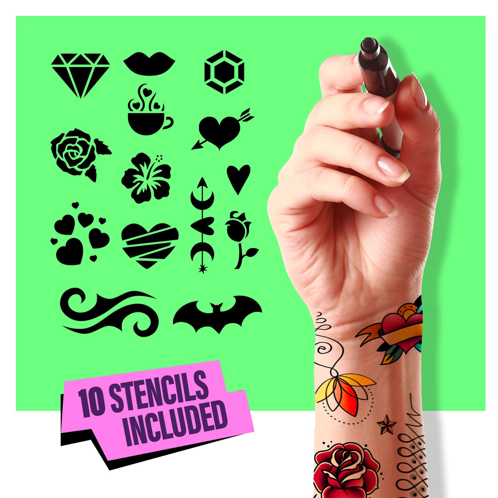 Pretty Me arm art sample using markers for precise, detailed designs