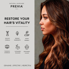 Scent of PREVIA Extra Life Dry Shampoo with fruity-woody aroma