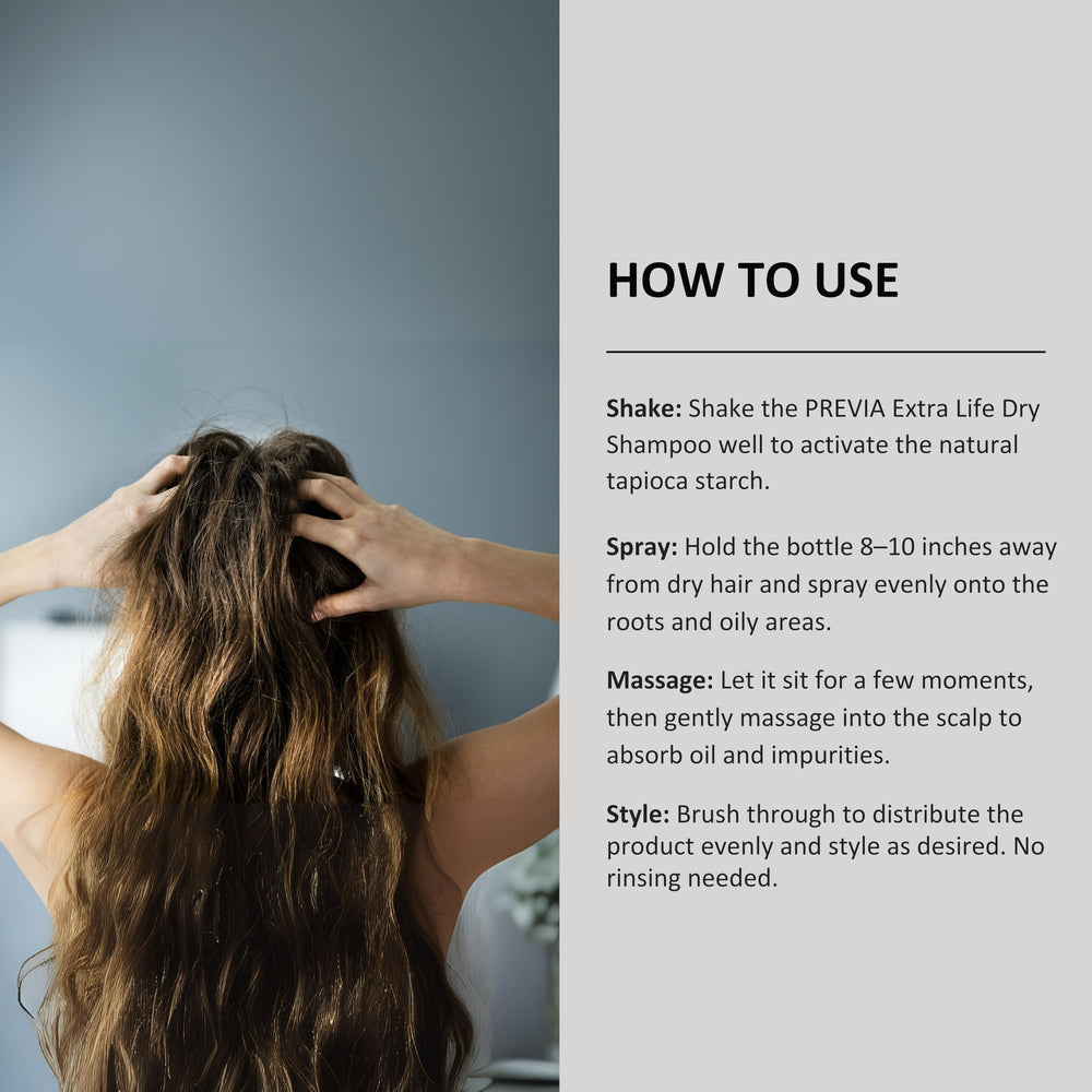 Hair volume boost after using PREVIA Extra Life Dry Shampoo