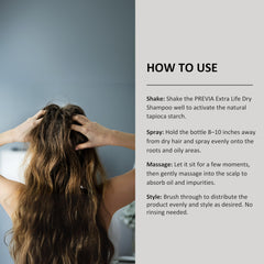 Hair volume boost after using PREVIA Extra Life Dry Shampoo