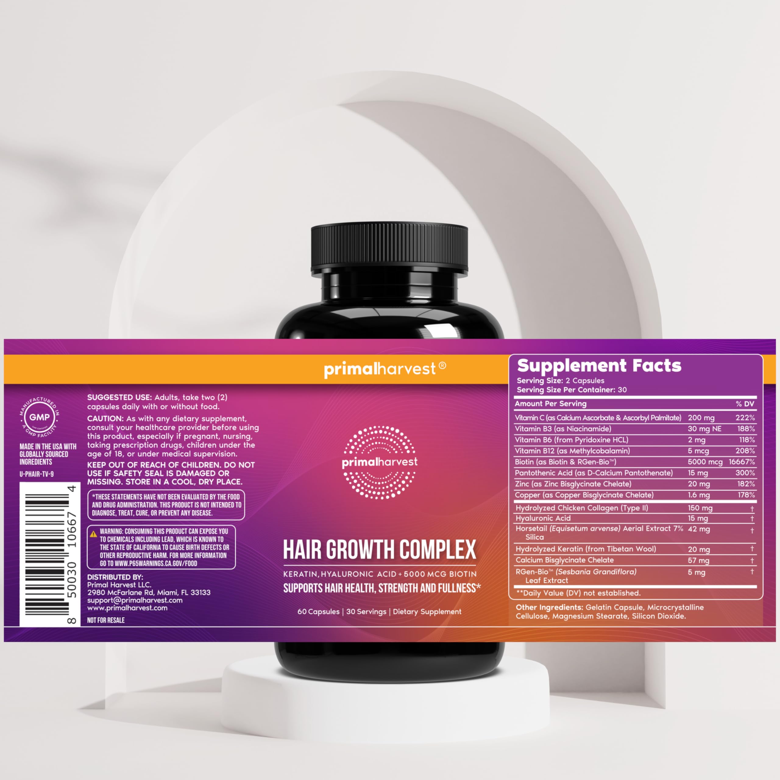 Primal Harvest daily two-capsule routine shown for consistency.