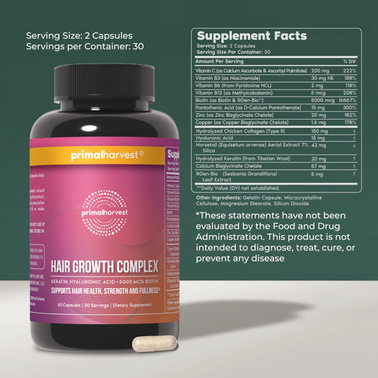 Primal Harvest bottle label highlights 60 capsules for daily use.