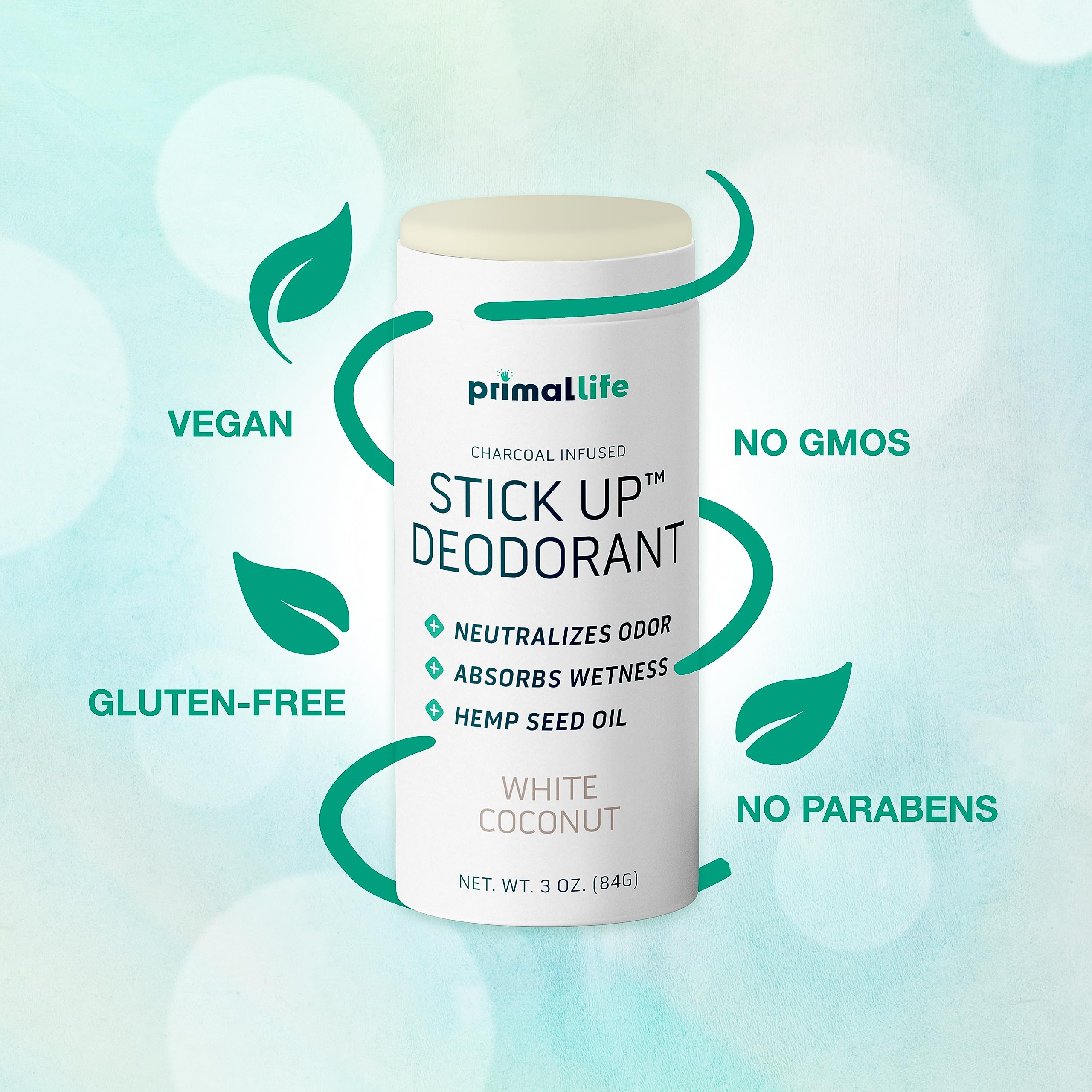 Primal Life Organics Stick Up deodorant magnesium and zinc formula for skin comfort.