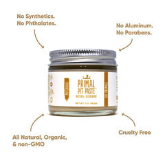 Primal Pit Paste Patchouli deodorant stick top view highlighting texture