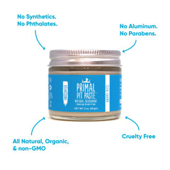 Primal Pit Paste zinc and magnesium odor-control ingredients highlighted for natural freshness