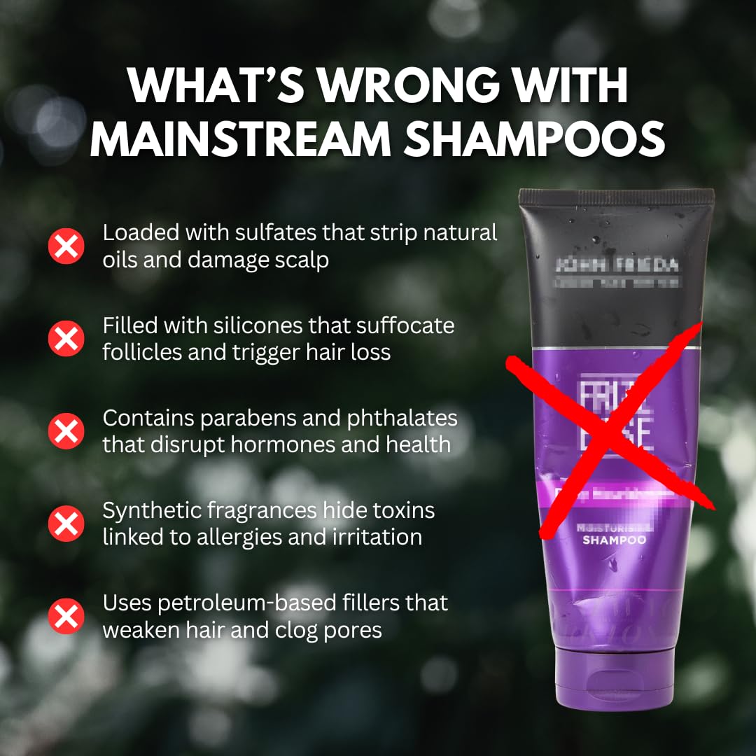 PRIMALS Hair Strengthening Shampoo ingredients close-up shows caffeine and biotin.