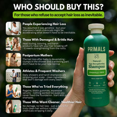 PRIMALS label highlights sulfate-free, paraben-free formula.