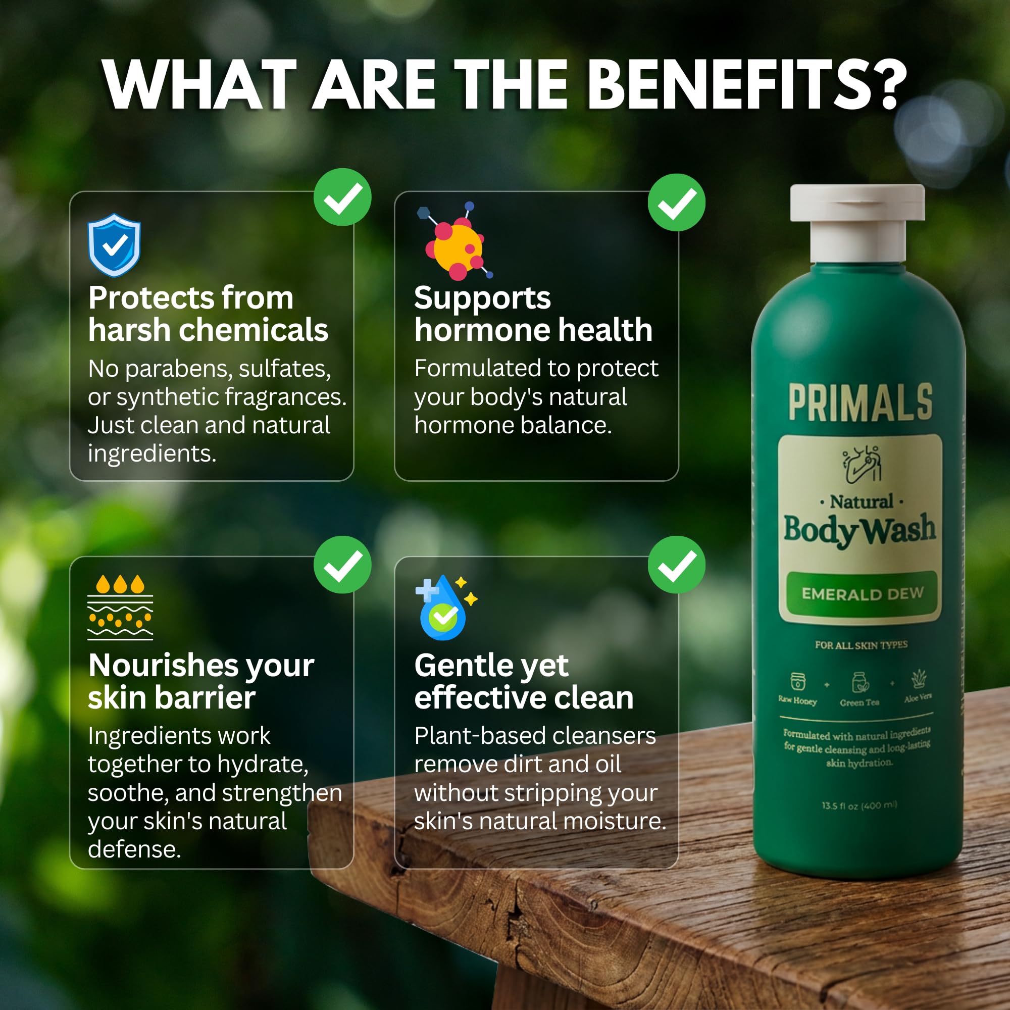 PRIMALS raw honey jar detail conveys nourishing, toxin-free wash