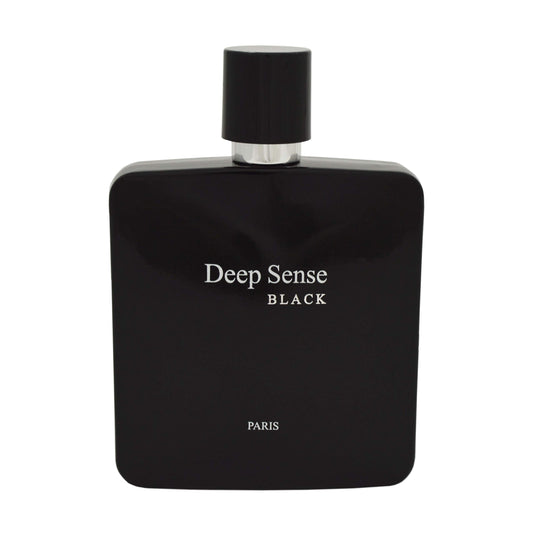 Prime Collection Deep Sense Black EDP bottle close-up, demonstrating long-lasting fragrance for daily wear.
