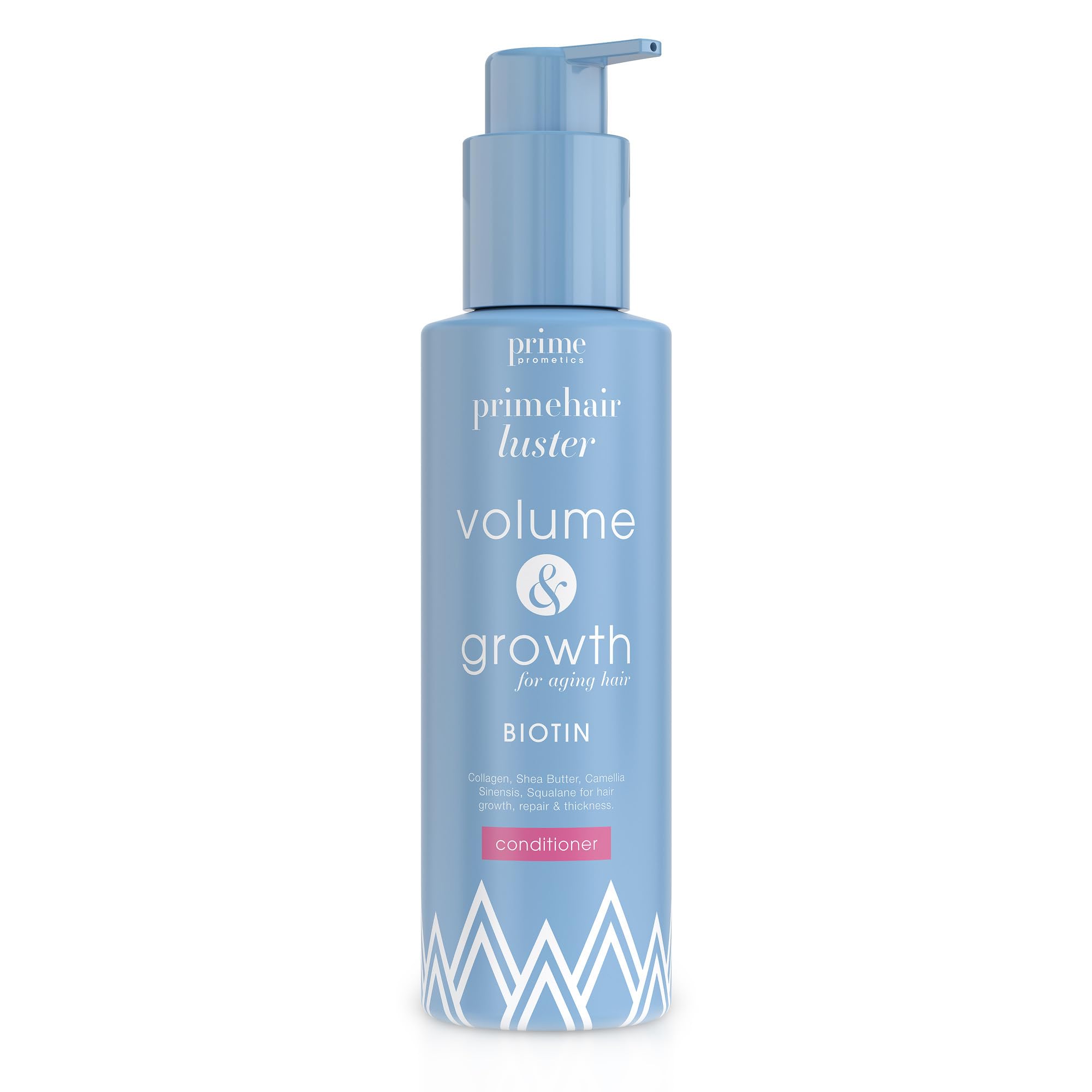 PrimePrometics PrimeHair Luster conditioner bottle promoting hydrated, glossy hair.