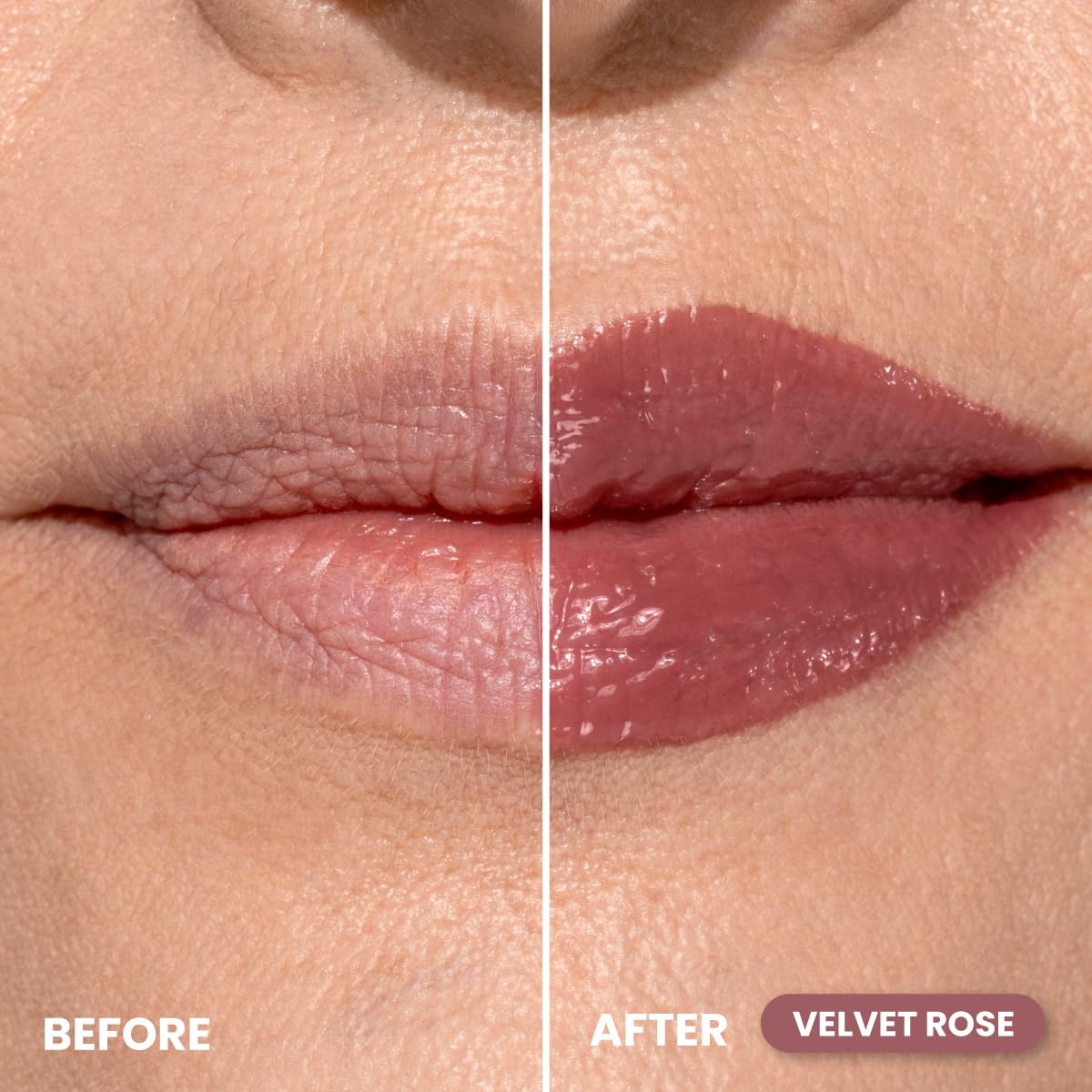 PrimePrometics PrimeLip Velvet Rose swatch demonstrates buildable tint with subtle gloss