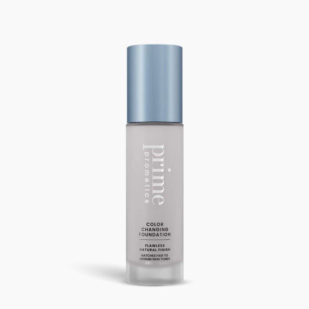 Prime Prometics self-adjusting shade foundation blends for a seamless skin match.