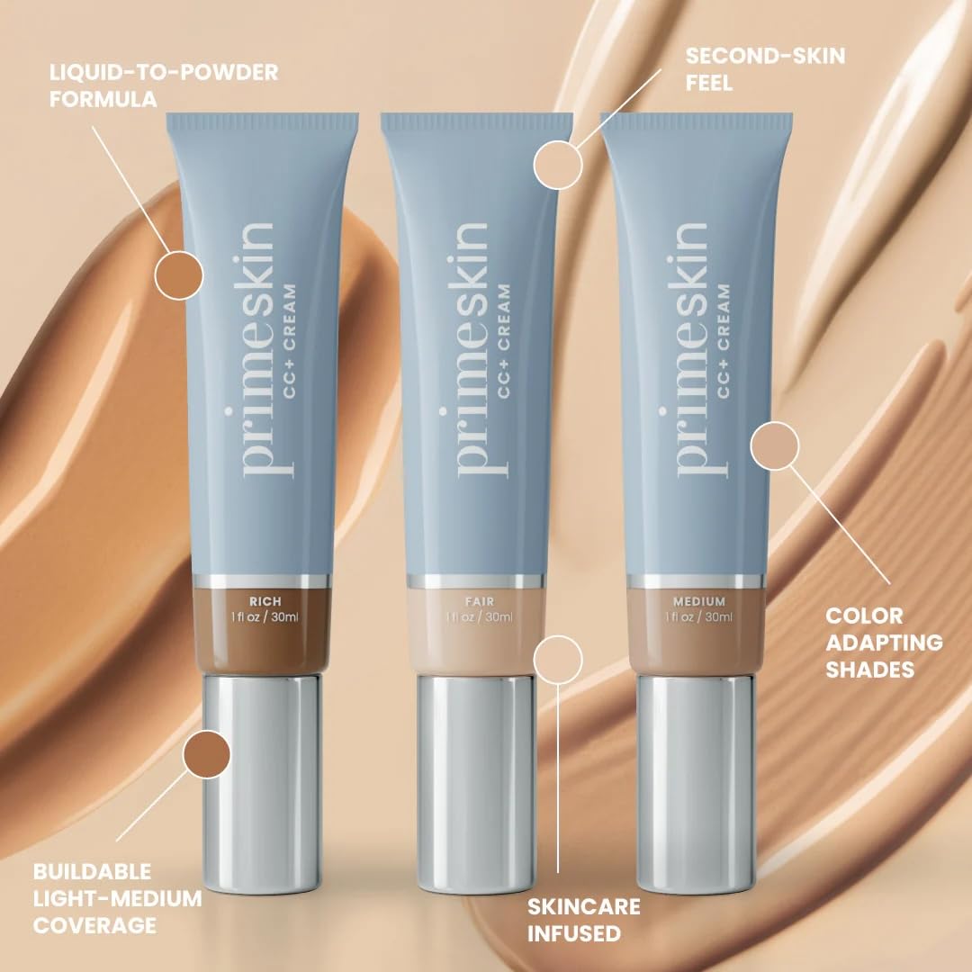Ingredient highlights of PrimeSkin CC+ Cream featuring avocado oil and rosemary extract
