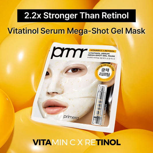 Primera Vitatinol Serum Gel Mask texture appears luxurious for overnight hydration and glow.
