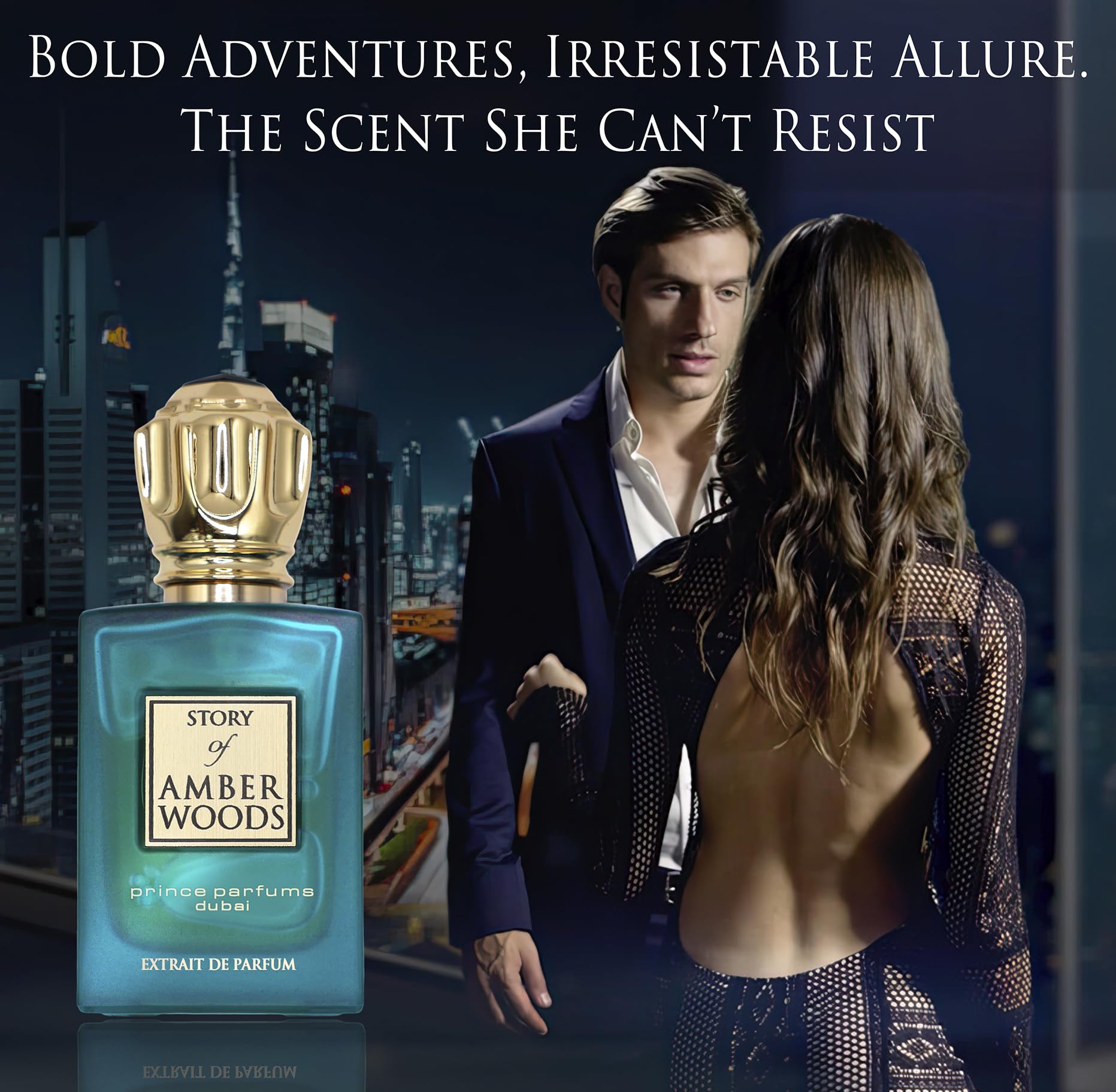 Prince Parfums Dubai Amber Woods wood-panel evokes masculine elegance and natural depth.
