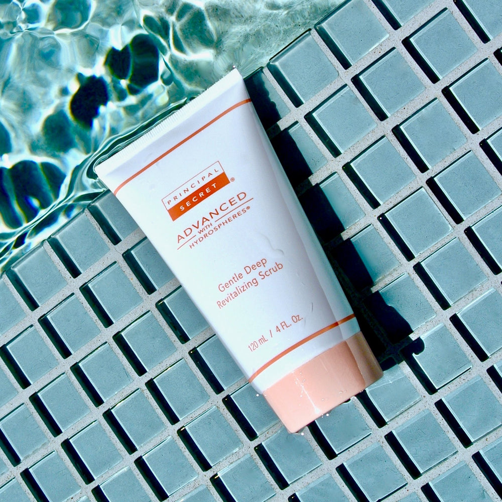 Principal Secret Gentle Deep Revitalizing Scrub dispenser view for easy application.